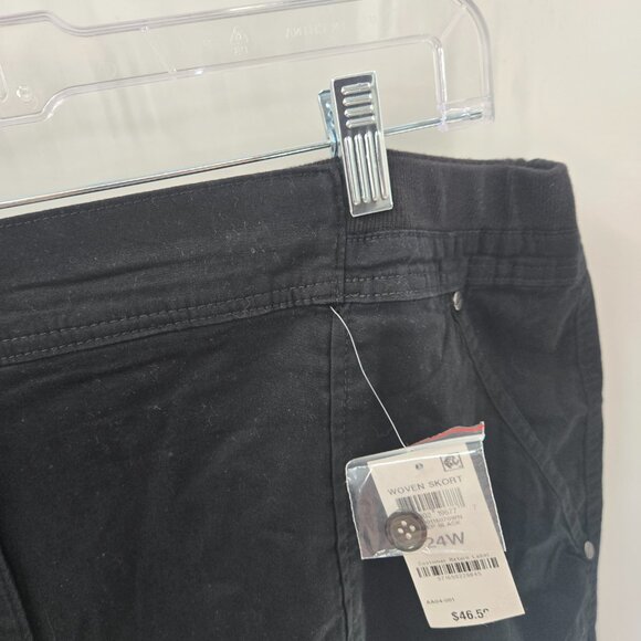 Karen Scott Black Part Elastic Cotton Pockets Skort Size 24 - Picture 7 of 12